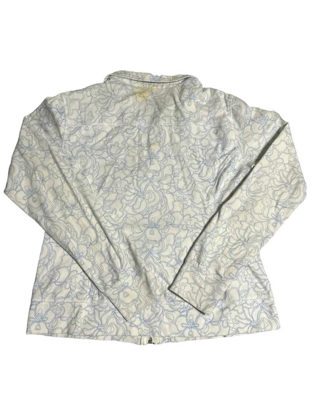 Reebok Women's White Jacket with Light Blue Floral Outline